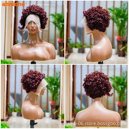 Perruque pixie cut human hair wig for black women,wholesale glueless 13x4 LACE FRONT peruvian bob wig,short HAIR pixie curls wig
